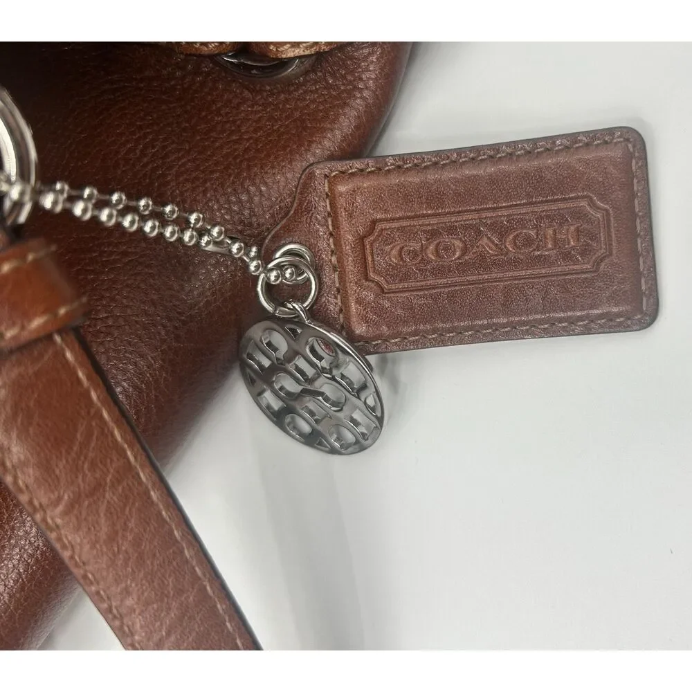 Coach F17566 Alexandra Brown Leather Tote Bag Convertible Crossbody Purse